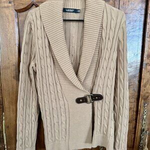 Ralph Lauren Cable Knit Wrap Cardigan with Buckle